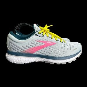Brooks Ghost 13 Running Shoes (Ice Flow/Pink/Pond) Women's Size: 9